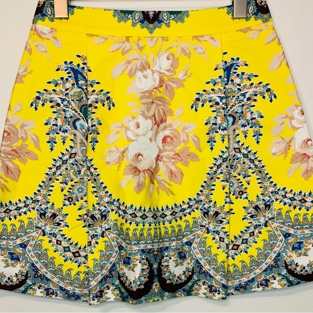 MSGM Milano Yellow Floral Print Cotton Mini Skirt US SZ 6 / IT 40! - Picture 5 of 11